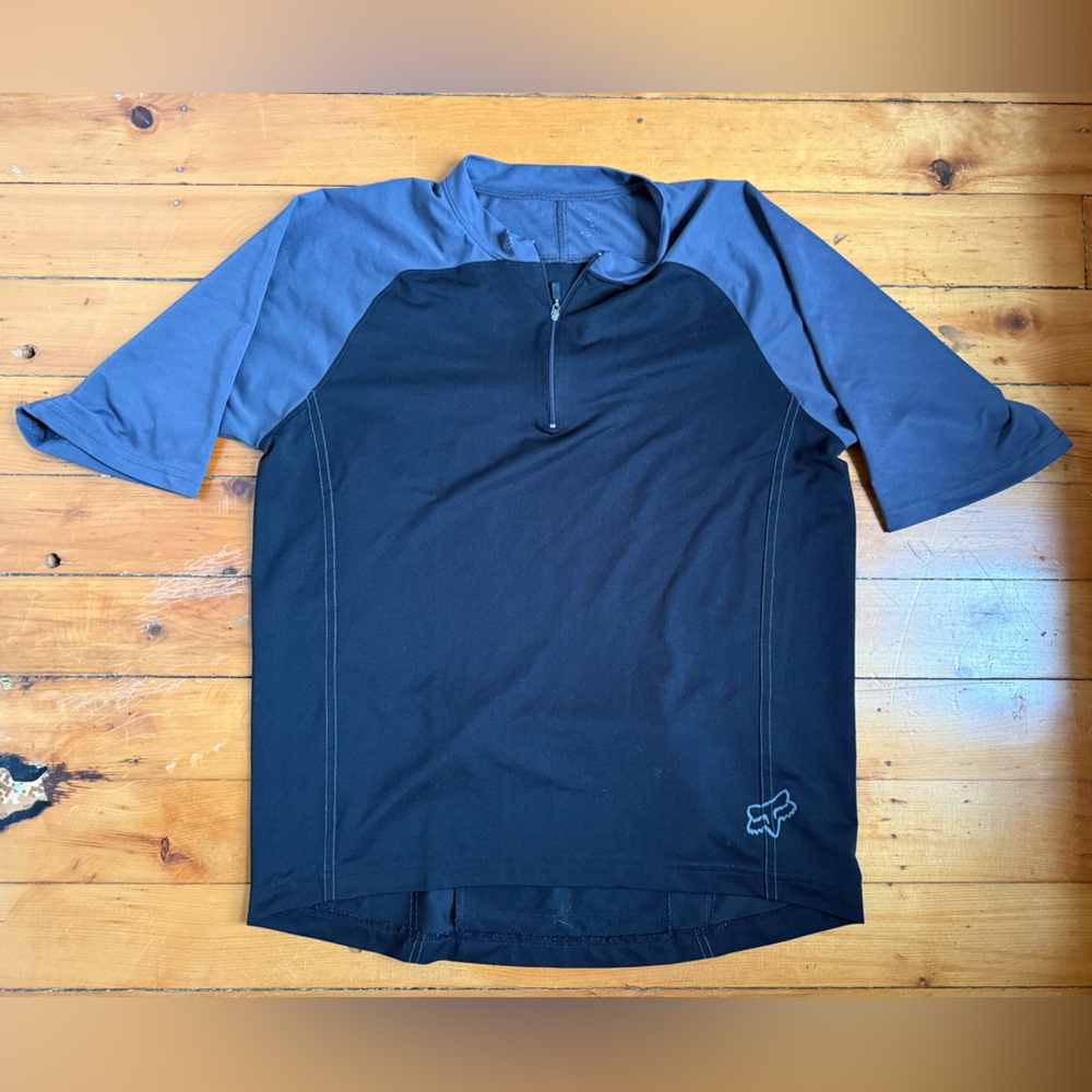 Fox Racing Mountain Bike Shirt Grey Black 3/4 Sleeve Stash Pocket Size Med